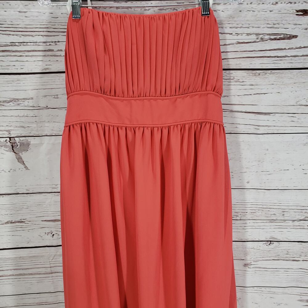 After Six Orange Strapless Tube Top Chiffon Formal Evening Dress Size 14 - Picture 5 of 11